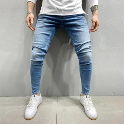Jeans Men Casual Black Slim Pencil Pants Men's